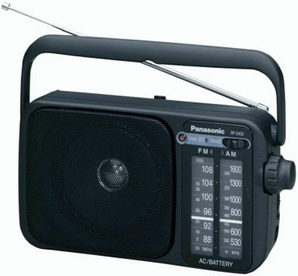 Draagbare radio FM/AM zwart met handvat – compacte radio op batterijen of netstroom – digitale zenderzoeker – 2-band