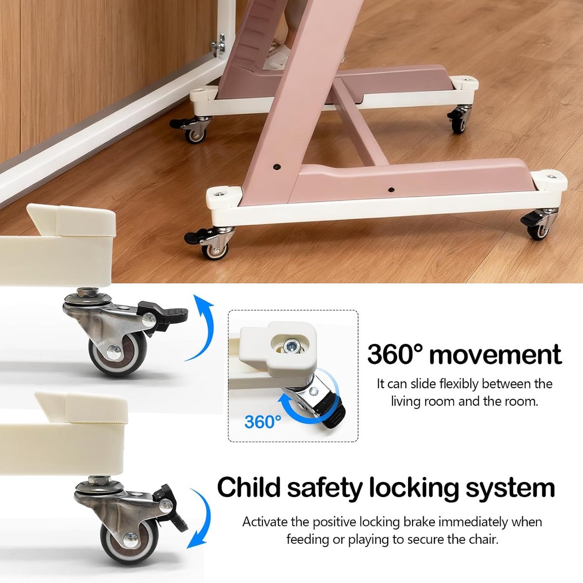 Mobiele wielen voor Stokke Tripp Trapp - stille zwenkwielen - krasbestendig - ideaal voor alle vloeren - ShopVlot
