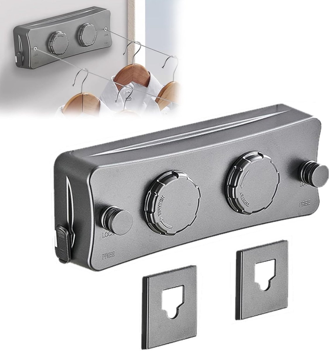 Retractable clothesline duo reel - roestvrij staal - ruimtebesparend - ideaal voor binnen en buiten - ShopVlot