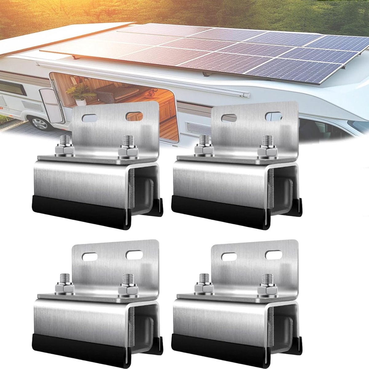 Solar panel houder set - duurzame RVS montagebeugels - stabiliteit voor zonnepanelen - ideaal voor campers - ShopVlot