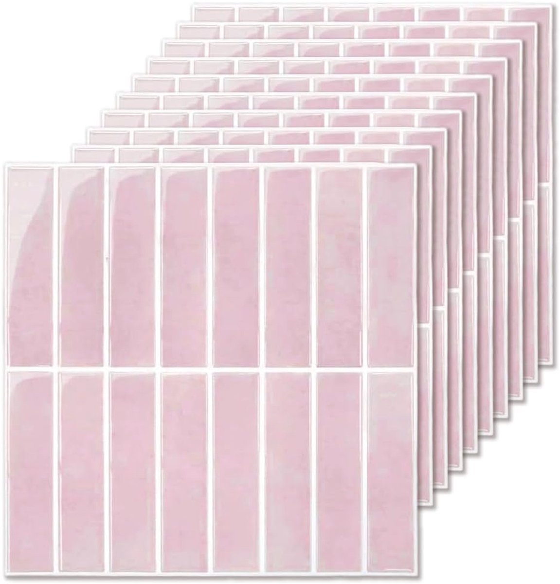 Tegellijm stickers roze - 3D zelfklevende tegels - 12 x 12 inch - perfect voor badkamer en keuken - ShopVlot