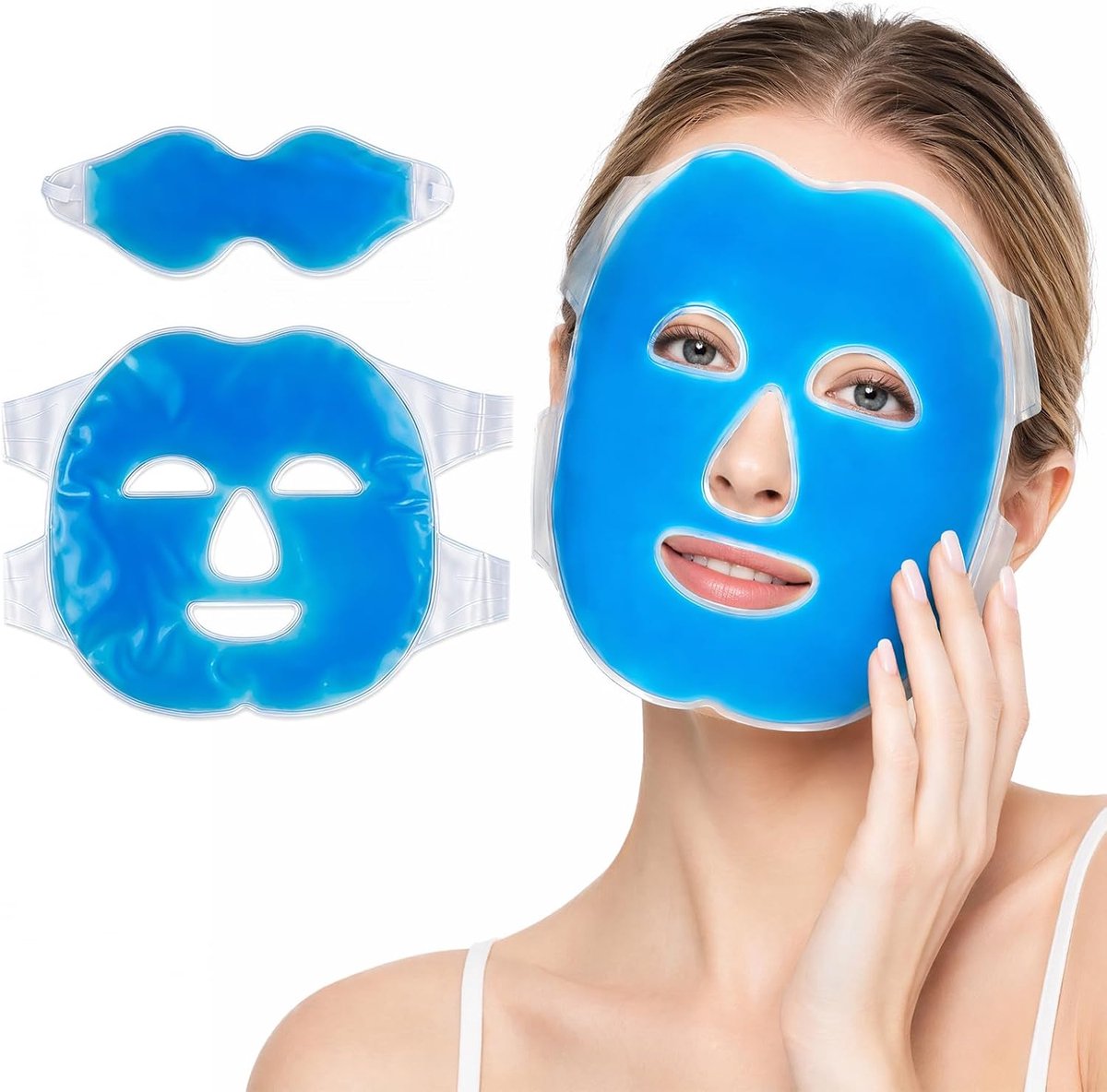 Oogmasker - verkoelend en verwarmend - herbruikbare koelpads - vermindert zwellingen in het gezicht - ShopVlot