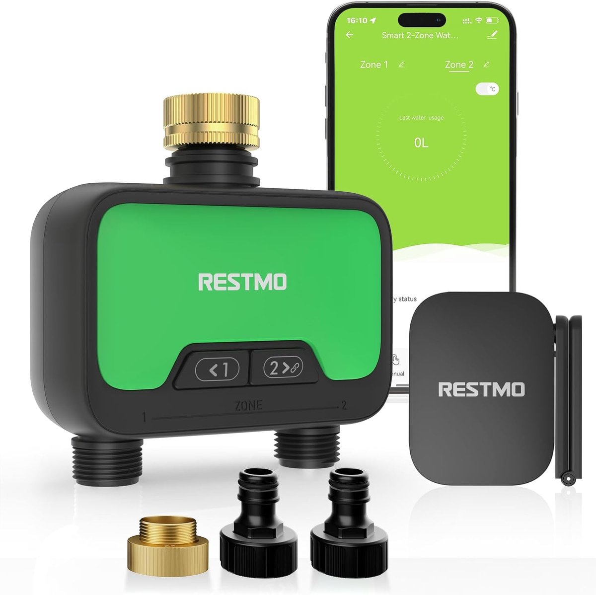 Smart WiFi-watertimer 2 zones - messing inlaat - app-bediening - slimme irrigatieoplossing - ShopVlot