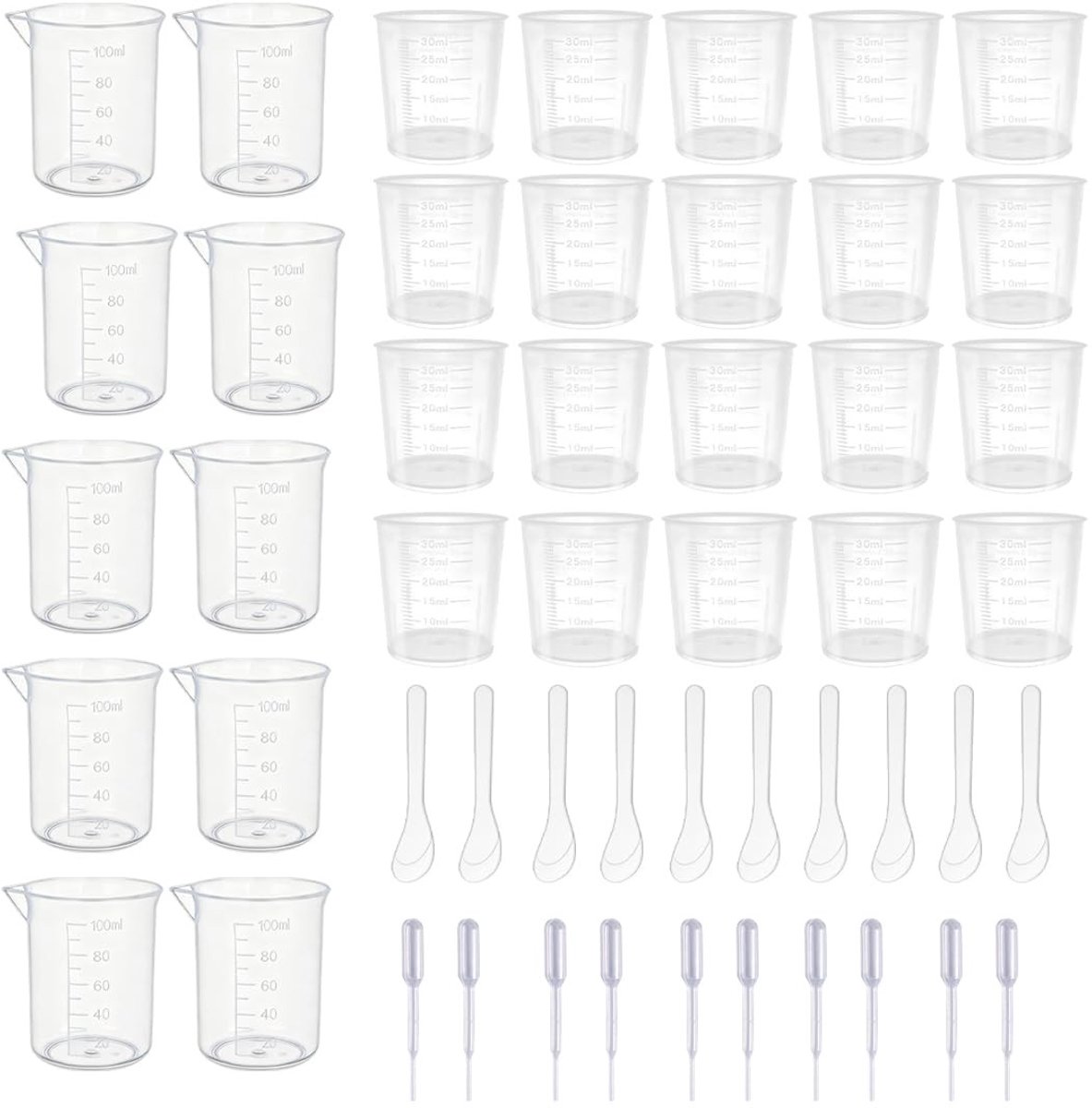 Solidchoice - Set van 30 Maatbekers van Duurzaam Kunststof, 100 ml + 30 ml