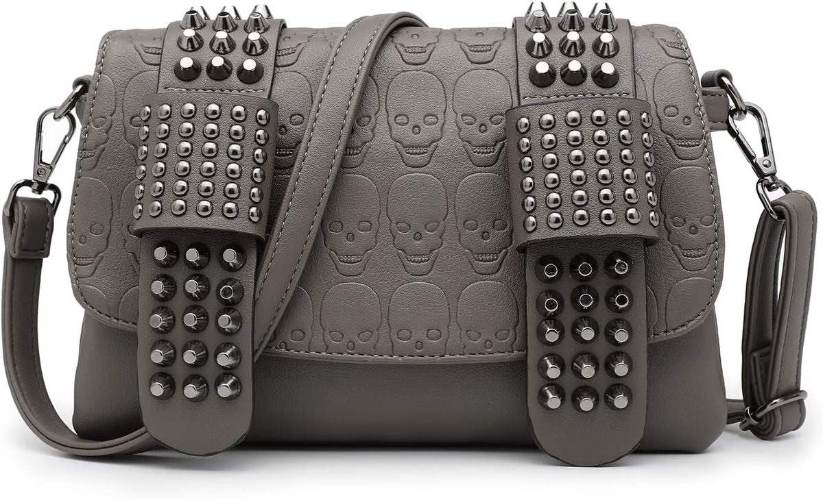 Schoudertas Gothic Punk - PU Leer - Skulls en Studs - Stoere uitstraling - ShopVlot