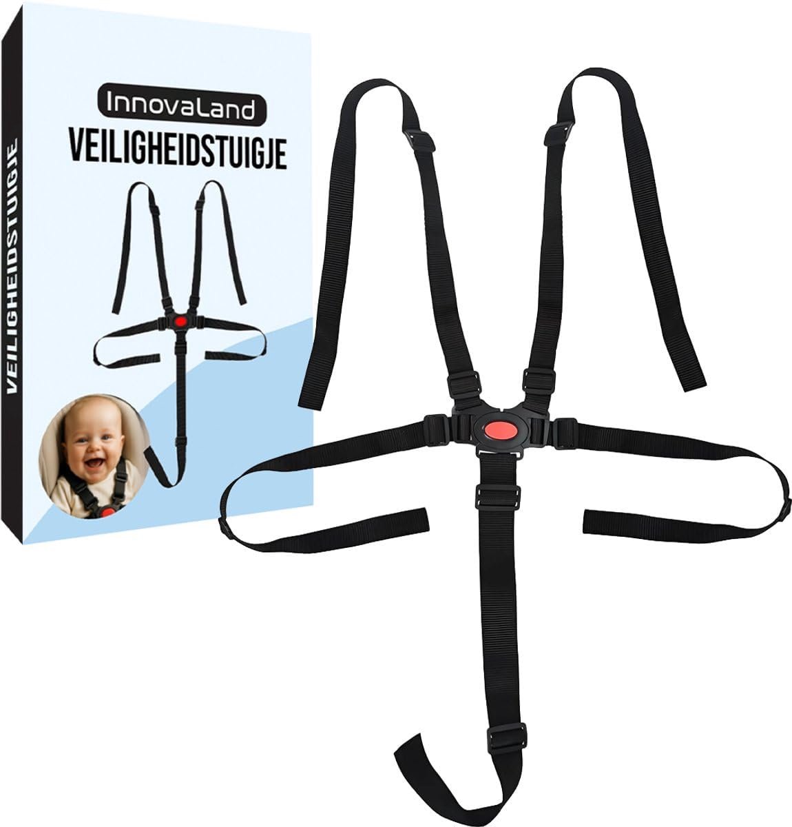 Harnas voor kinderstoel - 5-punts gordel - universeel - veilig en comfortabel - eenvoudig te installeren - ShopVlot