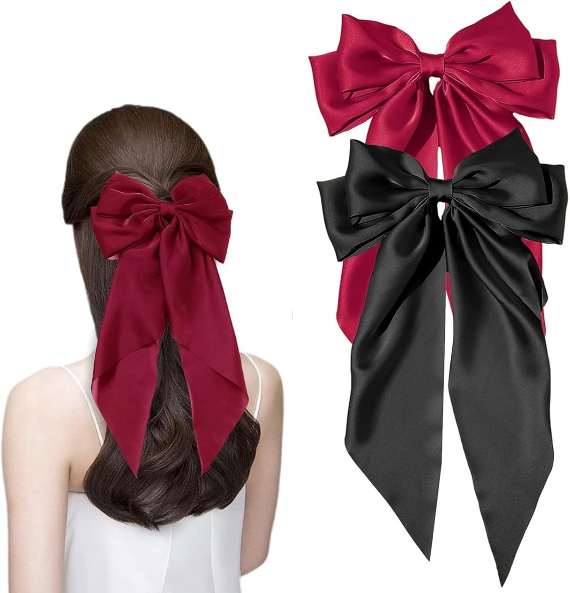 Haarspeld met Strik - Grote Satijnen Haarclip - Elegante Accessoire - Voor een Stijlvolle Look - ShopVlot