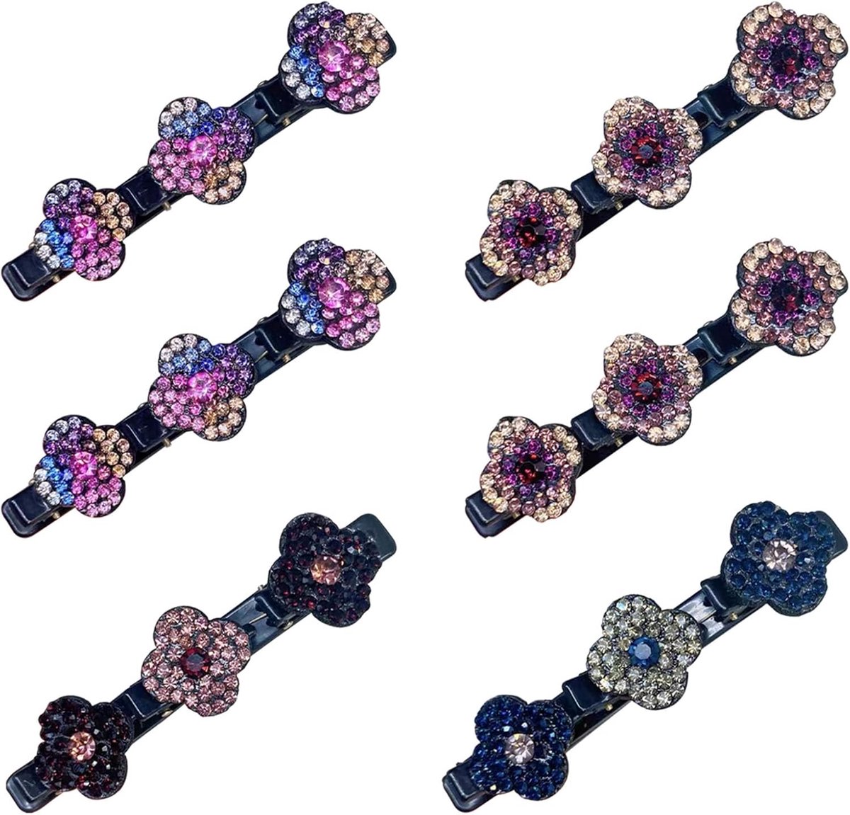 Haarclips met strass - dubbele laag - 6 stuks - elegant voor elke gelegenheid - ShopVlot