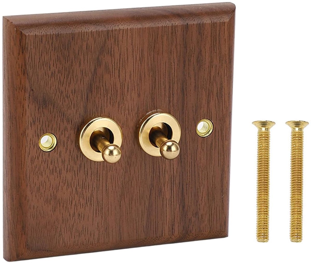 Antique Walnut Rocker Switch, 250V 16A Single/Double Actuation, Retro Handmade Wooden Walnut Wall Switches, For Living - ShopVlot
