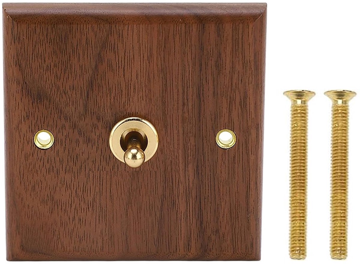 Antique Walnut Rocker Switch, 250V 16A Single/Double Actuation, Retro Handmade Wooden Walnut Wall Switches, For Living - ShopVlot