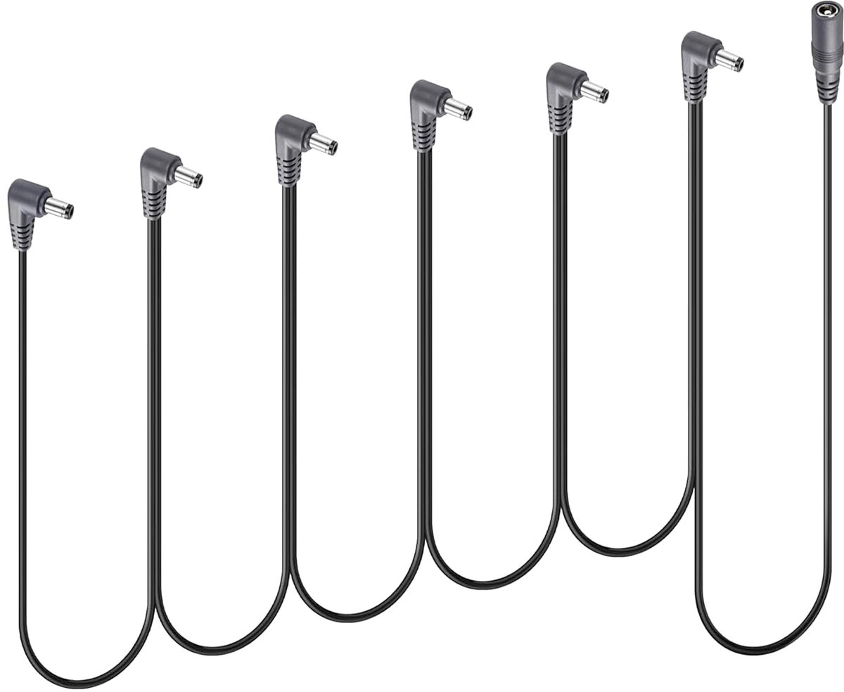 MEIRIYFA 1 to 6 Way Daisy Chain Cable Guitar Effect Pedal Power Supply Splitter Cable, DC 5.5x2.1mm 1 Bus to 6 Plugs - ShopVlot