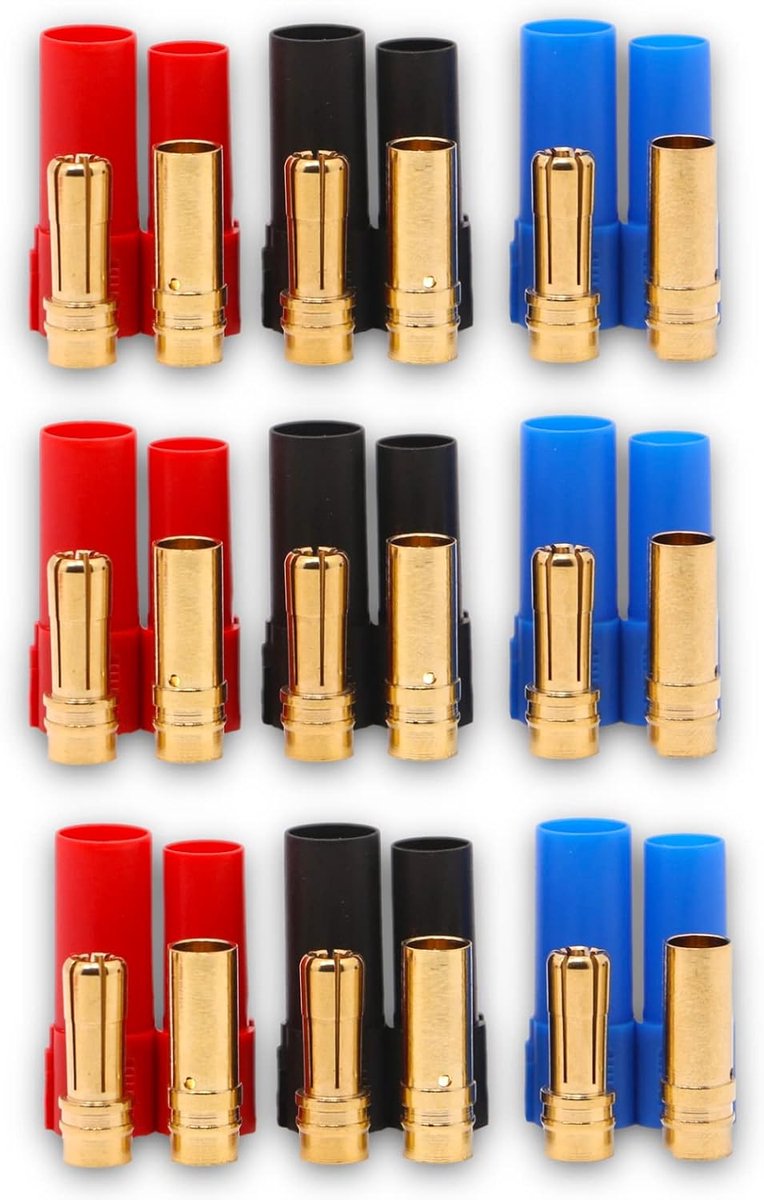 3 set (18 pieces) high current XT150 Premium 7mm connector gold plug against reverse polarity plug bus male female red - ShopVlot