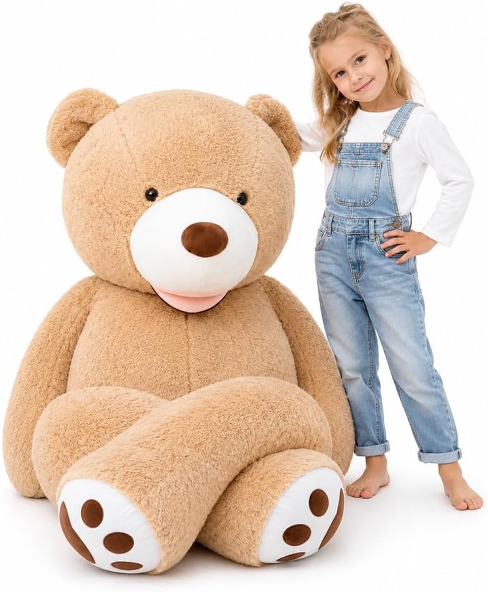 MKS XXL teddybeer 160 cm met wasbare overtrek en ritssluiting, grote enorme teddybeer van zacht polyester, XXL - ShopVlot