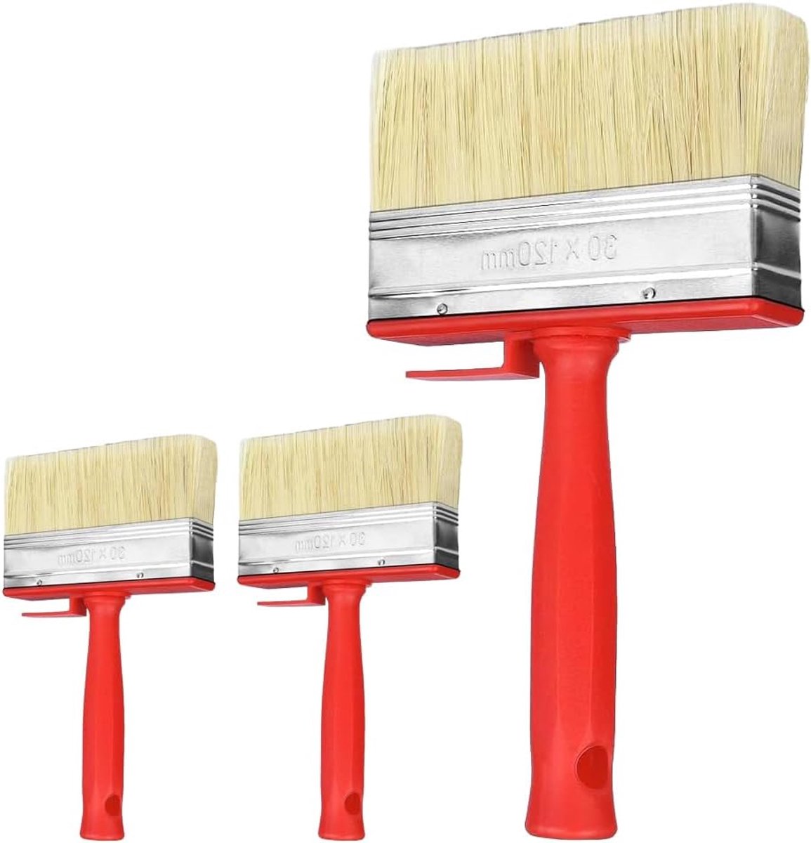 3 x Varnish Paint Brush Wall Brush for Wood Oil Red Solvent-Based Varnishes Varnish Paint 120 mm x 30 mm Brushes - ShopVlot