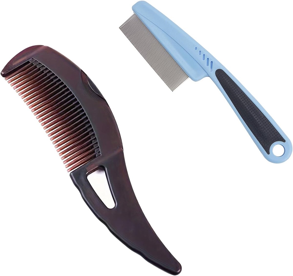 2 Pcs Fine Toothruff Comb, Hollow Toothbrush Brush Stainless Steel Scaler Comb, Easy Cleaning, for Scalp Massage and - ShopVlot
