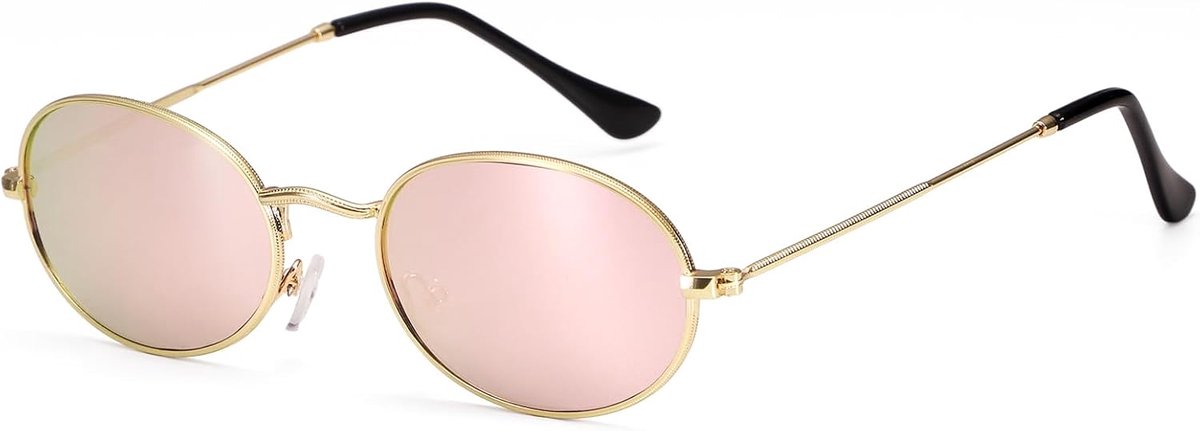 Dollger Oval Retro Sunglasses for Women Vintage Metal Frame Glasses Anti-Reflective Glasses Unisex Pink, pink - ShopVlot