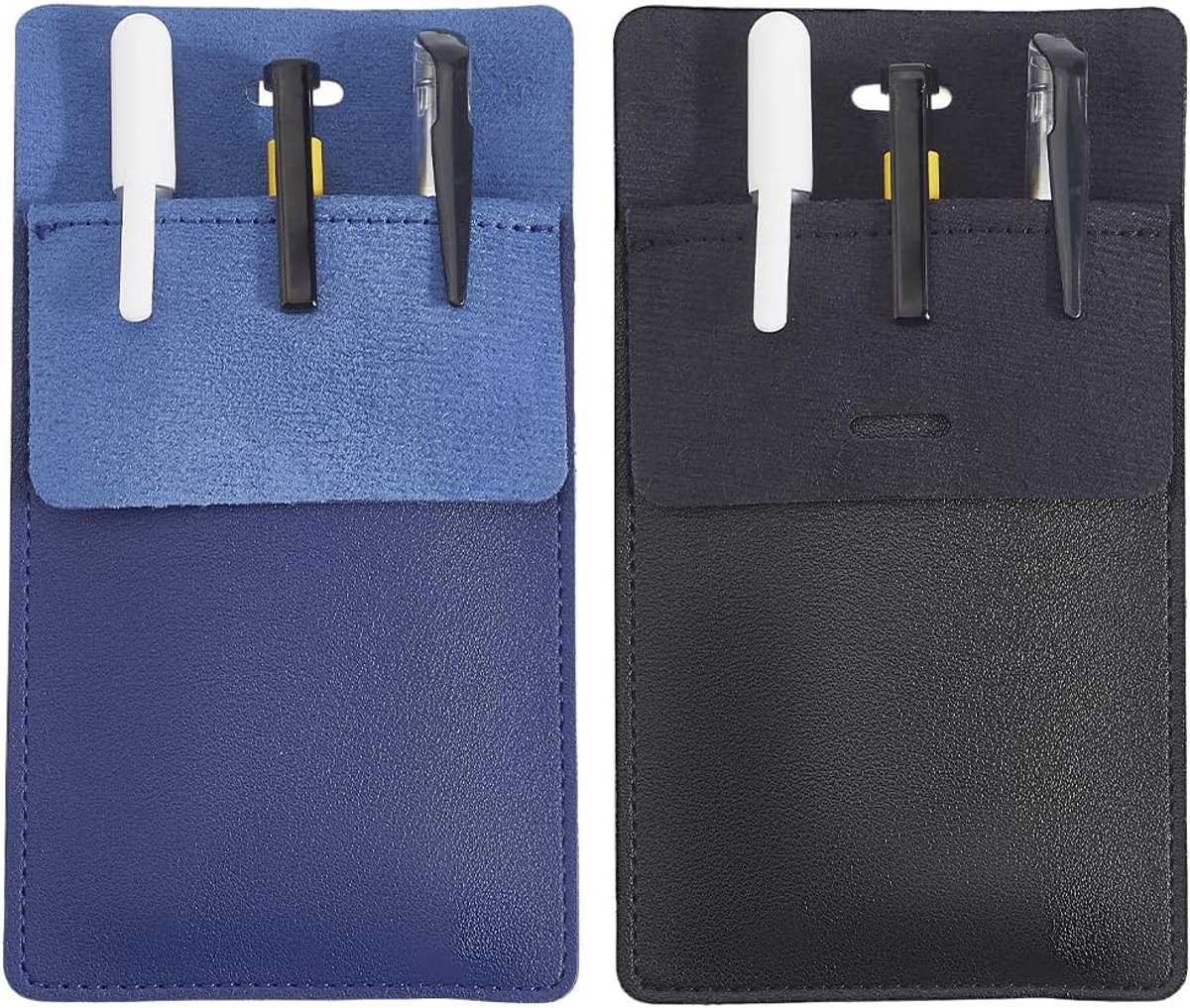6 stuks pennenhouders, organizer, etui van PU-leer, in 2 kleuren, voor overhemden, laboratoriumjas, multifunctionele - ShopVlot