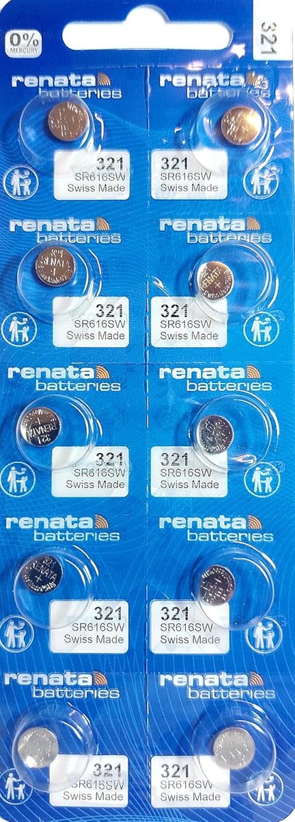 Renata 321 Button Cell Batteries for Watches, Pack of 10 - ShopVlot