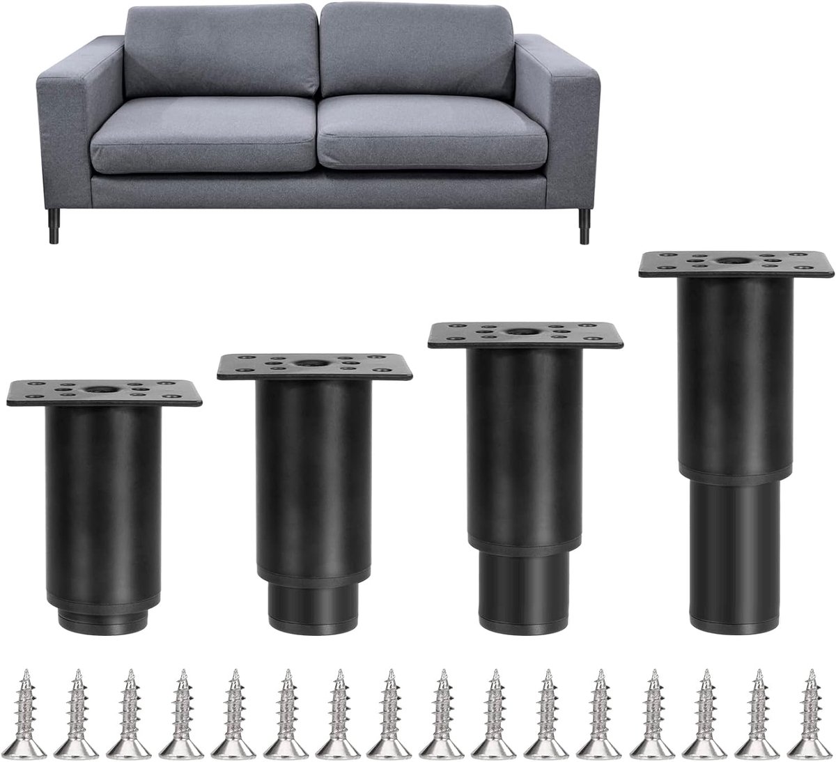 Furniture Legs, Metal Cabinet Legs, Adjustable Table Legs for Sofa, Chair Chair, Tables, Pack of 4, Load Capacity up - ShopVlot