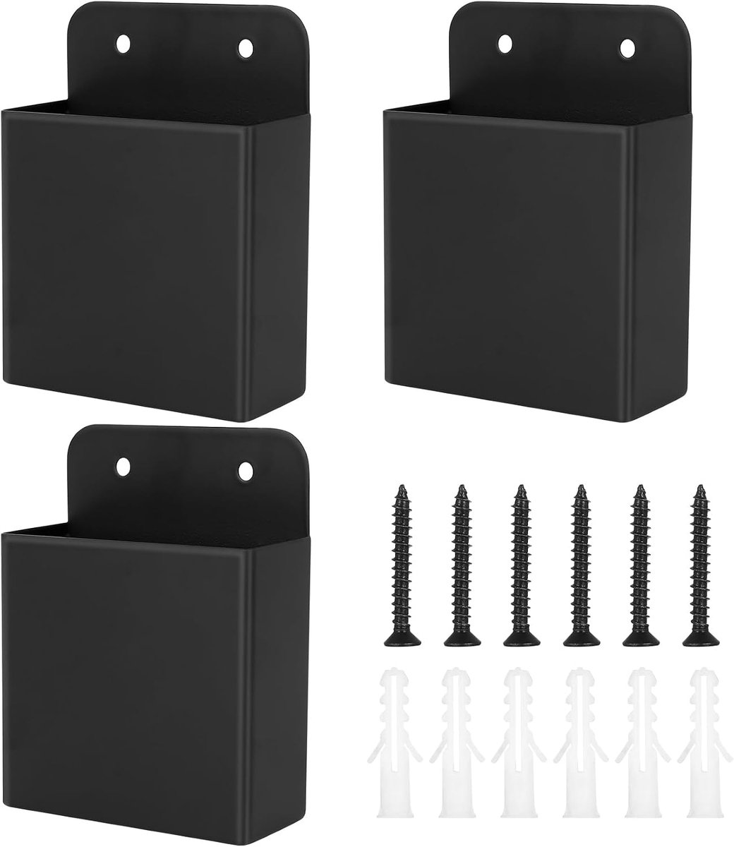3 Pcs Remote Control Holder, Wall Mount for Remote and Phone - Metal Wall Organizer Storage Box for Home and Office - ShopVlot