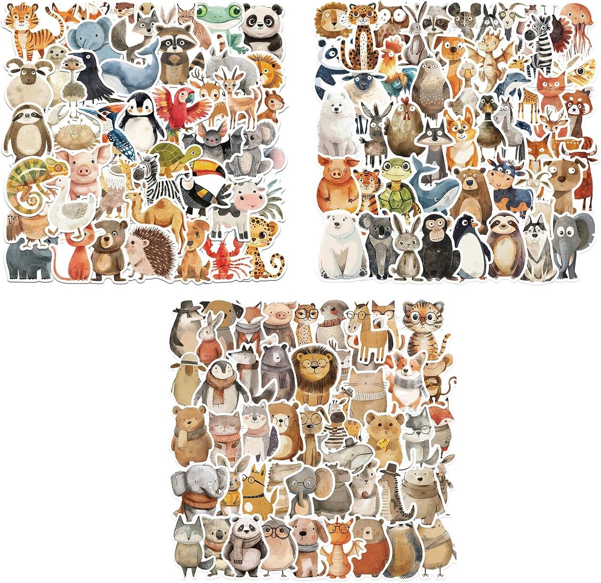 150 stuks dierenstickers, waterdicht, dierenstickers, gekleurde stickers voor kinderen, geschikt voor laptops, mobiele - ShopVlot