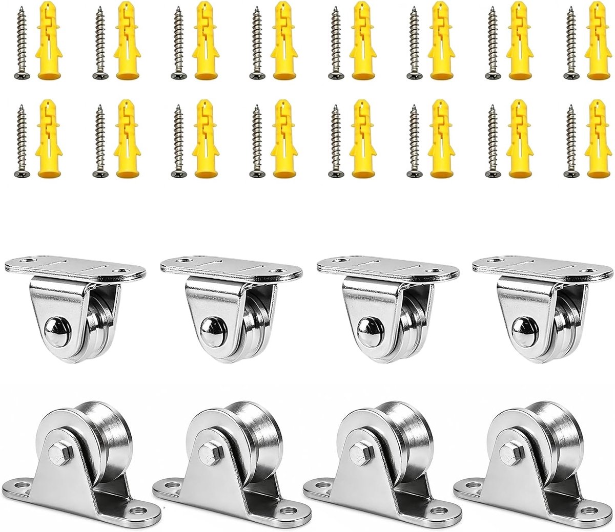 8 stuks katrollen voor touwen, zilveren kabelrollen met kogellagers - ShopVlot