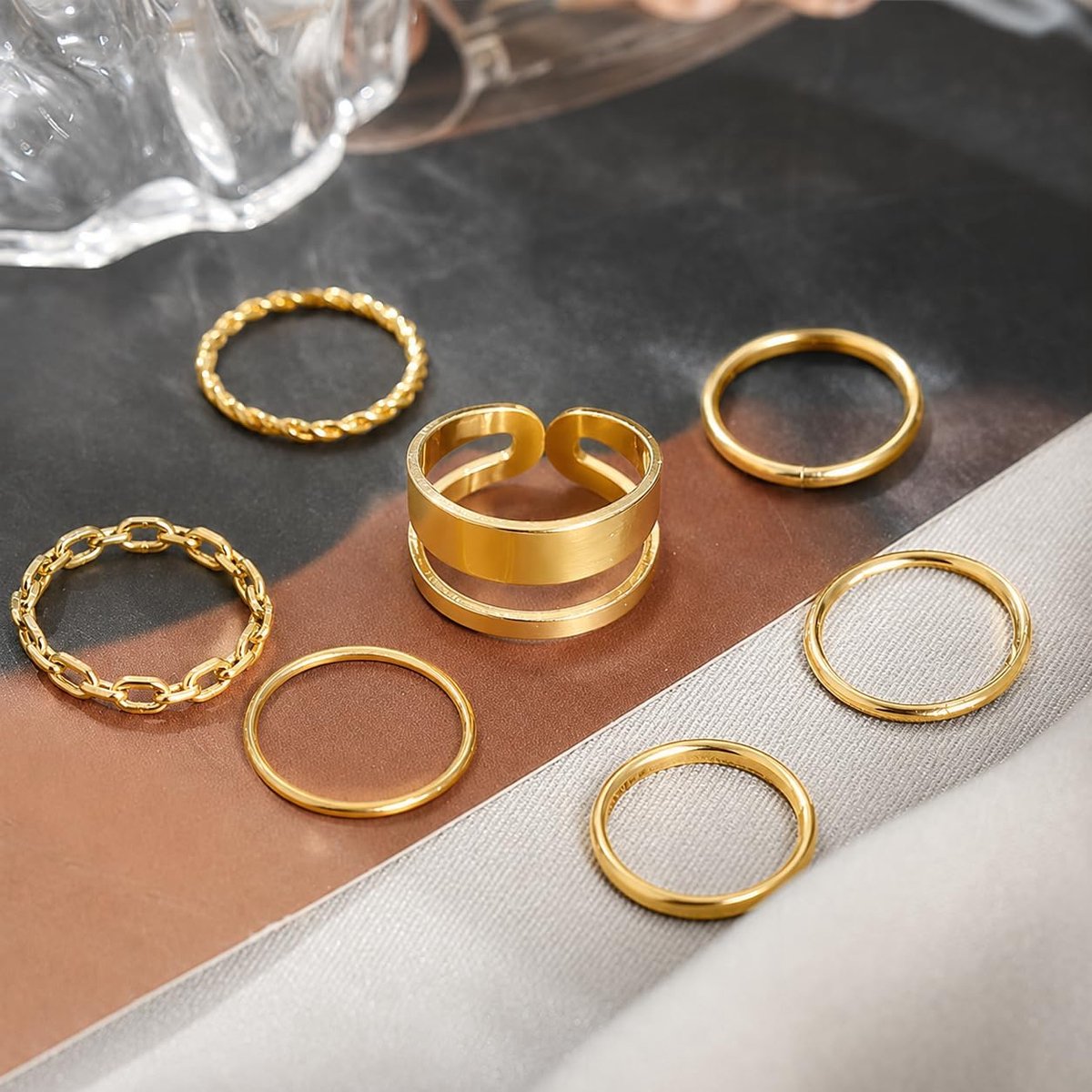 7-Piece Retro Vintage Ring Set, Stacking Rings, Bohemian Rings, Trendy Minimalist Ring for Women and Girls, Various - ShopVlot
