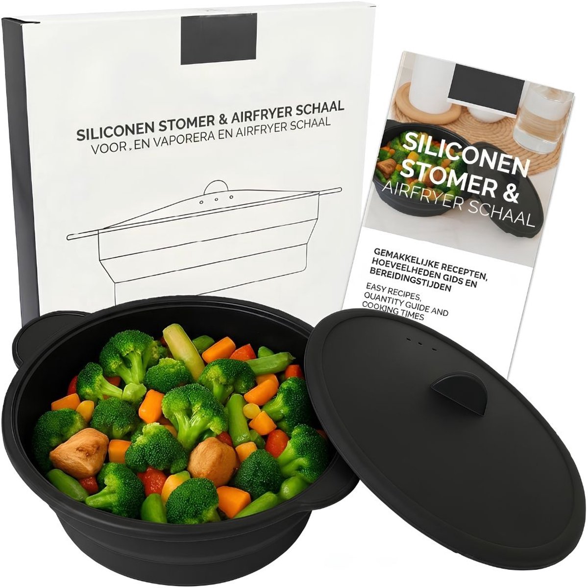 VALI® Stoompan - Stoompan Inductie - Stoomkoker - Zwart - 20cm x 20cm x 7cm