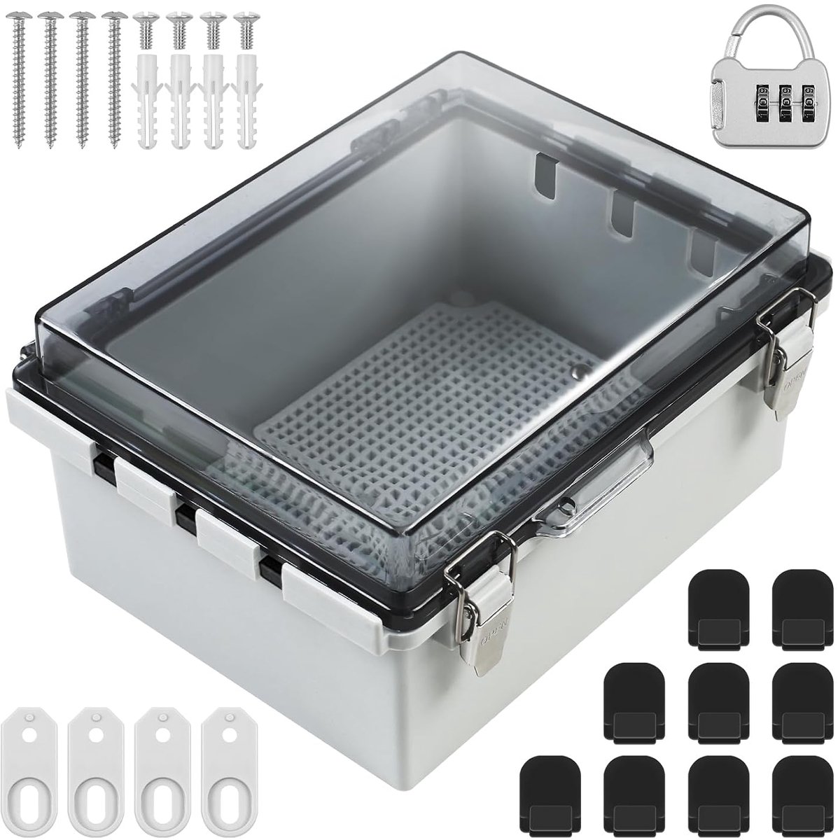 Connection Box, Waterproof, 220 x 170 x 110 mm, IP66, ABS Plastic, Surface Mounted Distribution Box, Transparent - ShopVlot