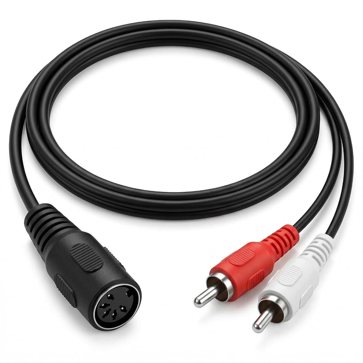 RCA-kabel, mannelijk, 5-polig, DIN 2RCA-moer met storingsbeveiliging, OFC, 5-polige DIN-adapter, lengte 1,5 m - ShopVlot