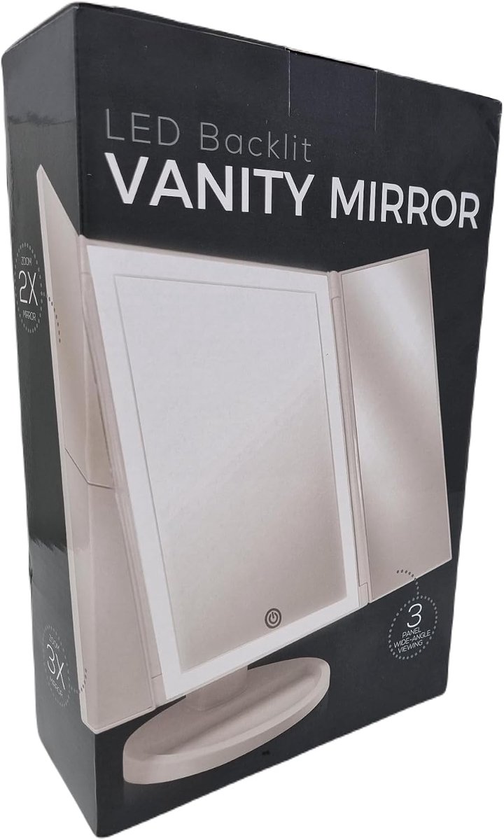 Nozzy Backlit Makeup Mirror, 36 LED Lights, Touch Screen, Light Control, Triple Magnification, Portable Cosmetic Light - ShopVlot