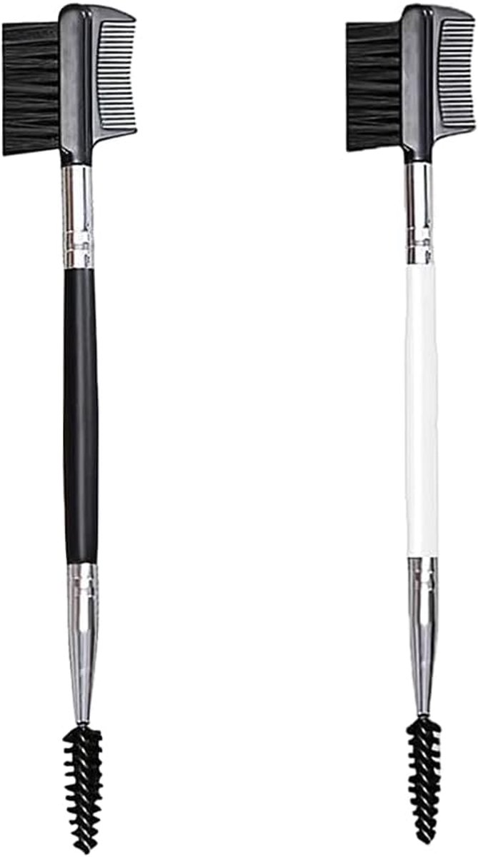 2 Pcs Double-Sided Eyebrow Brush, Double Sided Eyelash Comb, Eyelash Separator, Makeup Tool for Eyebrows and Eyelashes - ShopVlot