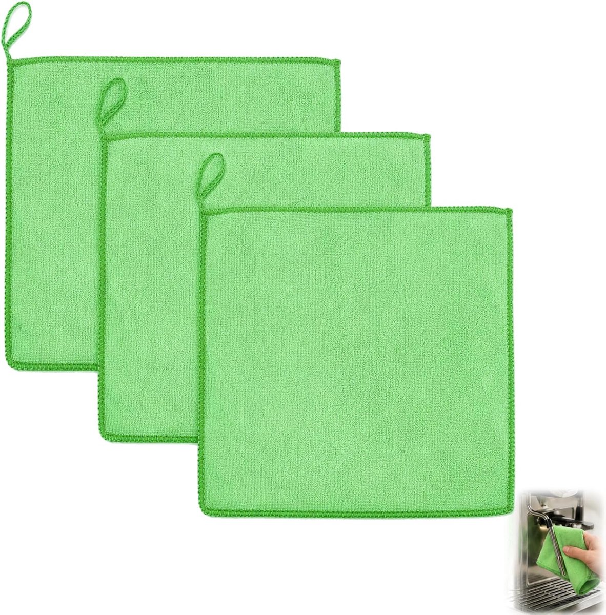 Microvezeldoeken - Schoonmaakdoekjes - Barista Reiniging - Dubbele Structuur - 25 x 25 cm - Groen