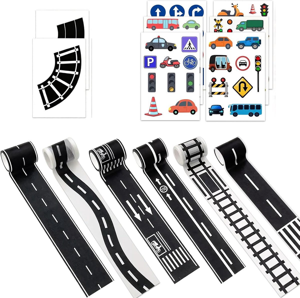 6 x zelfklevende snelweg-plakband, 8 x autostickers - 5 cm x 5 m DIY snelwegtape, 8 autostickers, straatband - ShopVlot