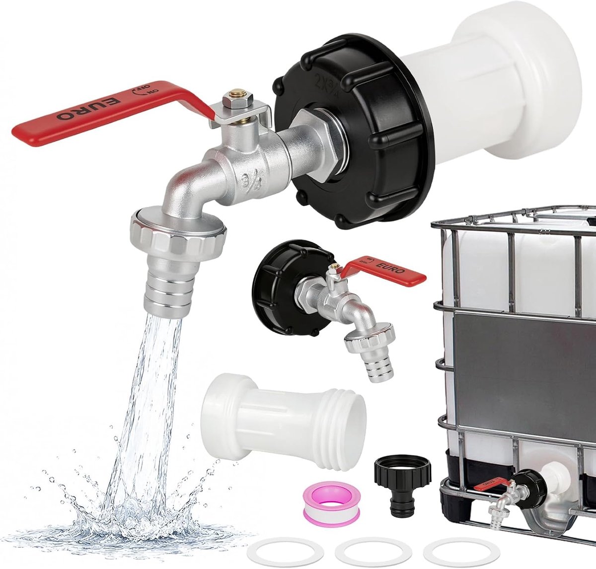 Ibc Uitloopkraan Regenwatertank 1000l Watertank Kraan Van Legering Kogelkraan Met 3/4 inch Aansluiting Ibc Adapter - ShopVlot