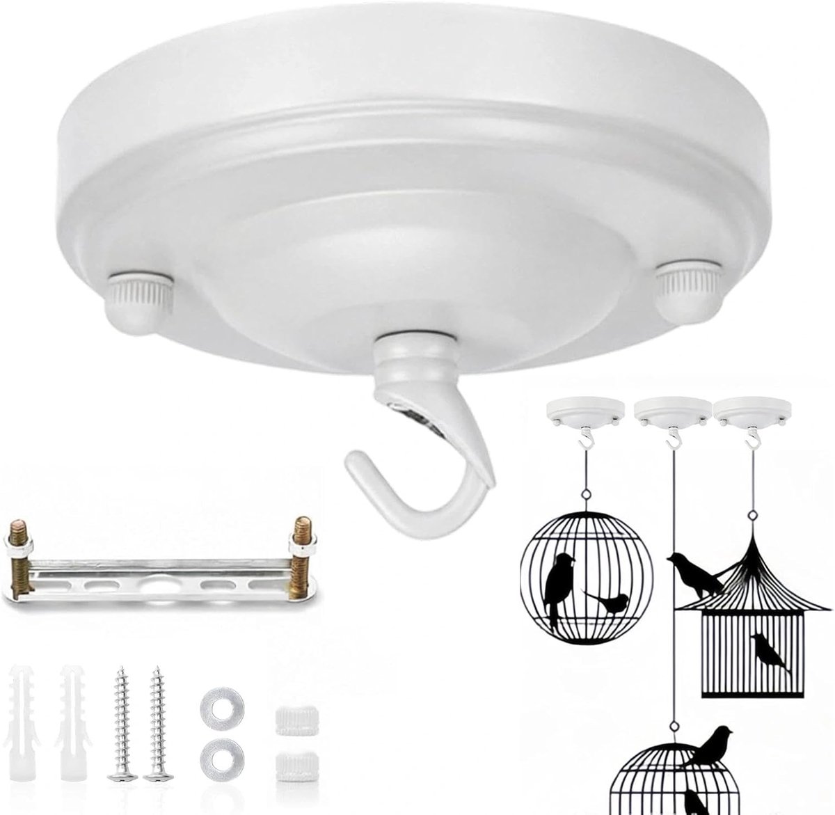 Cable Cover, White Round Lamp Cover, Open Type Canopy - Suitable for Hanging Lamps and Chandeliers - ShopVlot