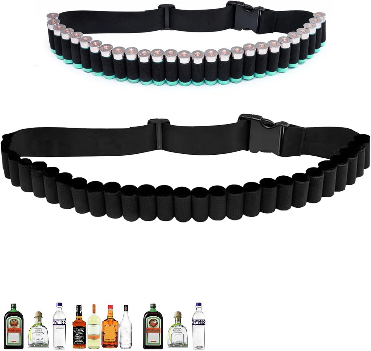 Berentzen Klopfer riem, 27 sleuven, 130 cm, nylon, verstelbare klopperriem, patroonriem voor vrijgezellenfeest - ShopVlot