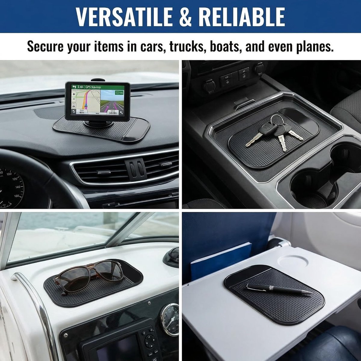 2 Pcs Non Slip Mat Car Self Adhesive Non-Slip Mat Dashboard Car Washable Anti Slip Pads for Glasses Holder Car - ShopVlot