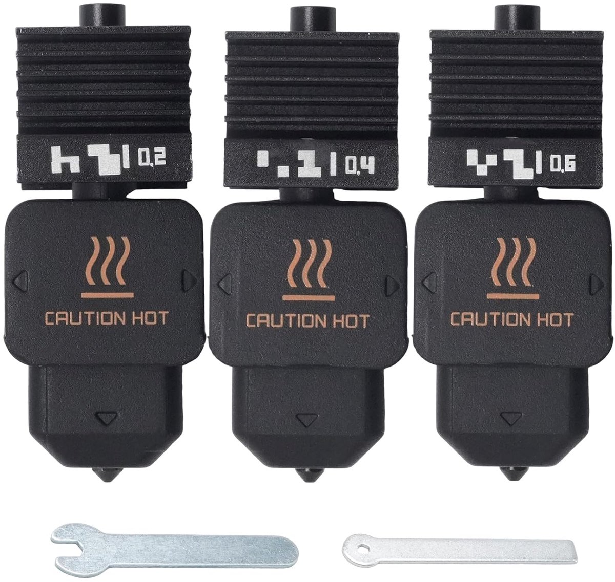 Set van 3 0,2 + 0,4 + 0,6 mm P2S Hotend Set, compatibel met Bambu Lab P2S/X2D/H2D/H2S/H2C, verstoppingsbestendig - ShopVlot