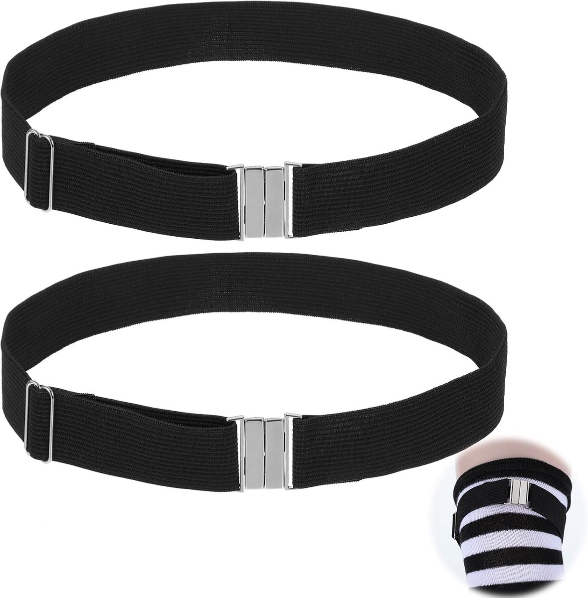Piriuuo Pack of 2 Suspender Belt for Women Adjustable High Elastic Suspender Belt with Buckle Leg Belt Garters Leg - ShopVlot