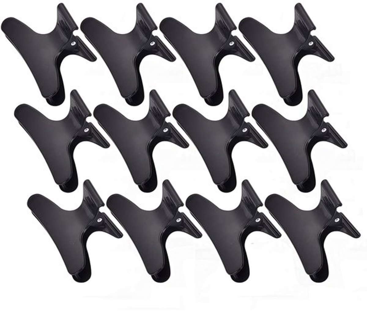 Haarspeldjes 12 Stuks - Zwarte Vlinder Haarklemmen - Klauw Haarclips - Kappers Salon Tool - Stevige Grip - Geschikt voor Thuisgebruik