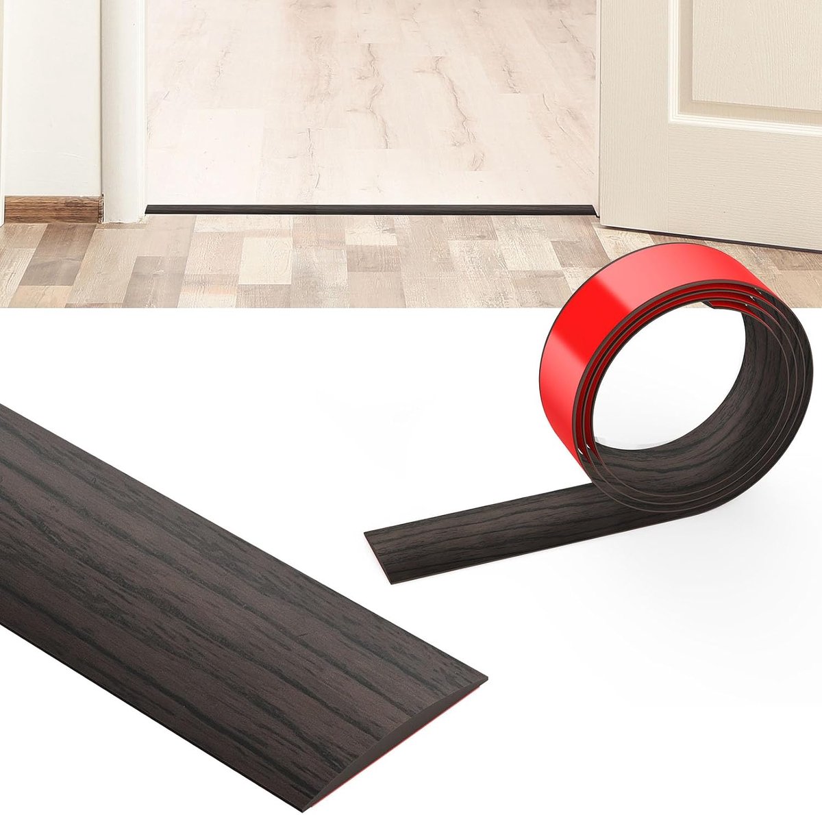 Vloerrandstrip 4CM - zwart walnoot - 1.2 meter - voor een strakke afwerking - ShopVlot