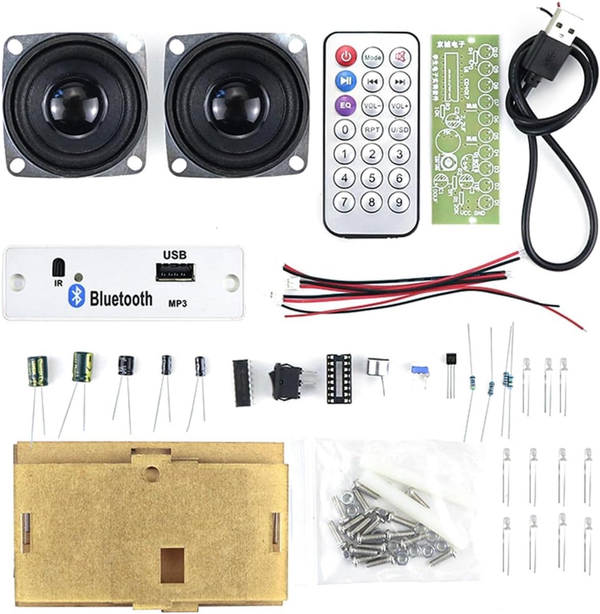 DIY speaker kit - 3W + 3W stereo versterker - Bluetooth/USB ondersteuning - leer solderen en elektronische circuits - ShopVlot