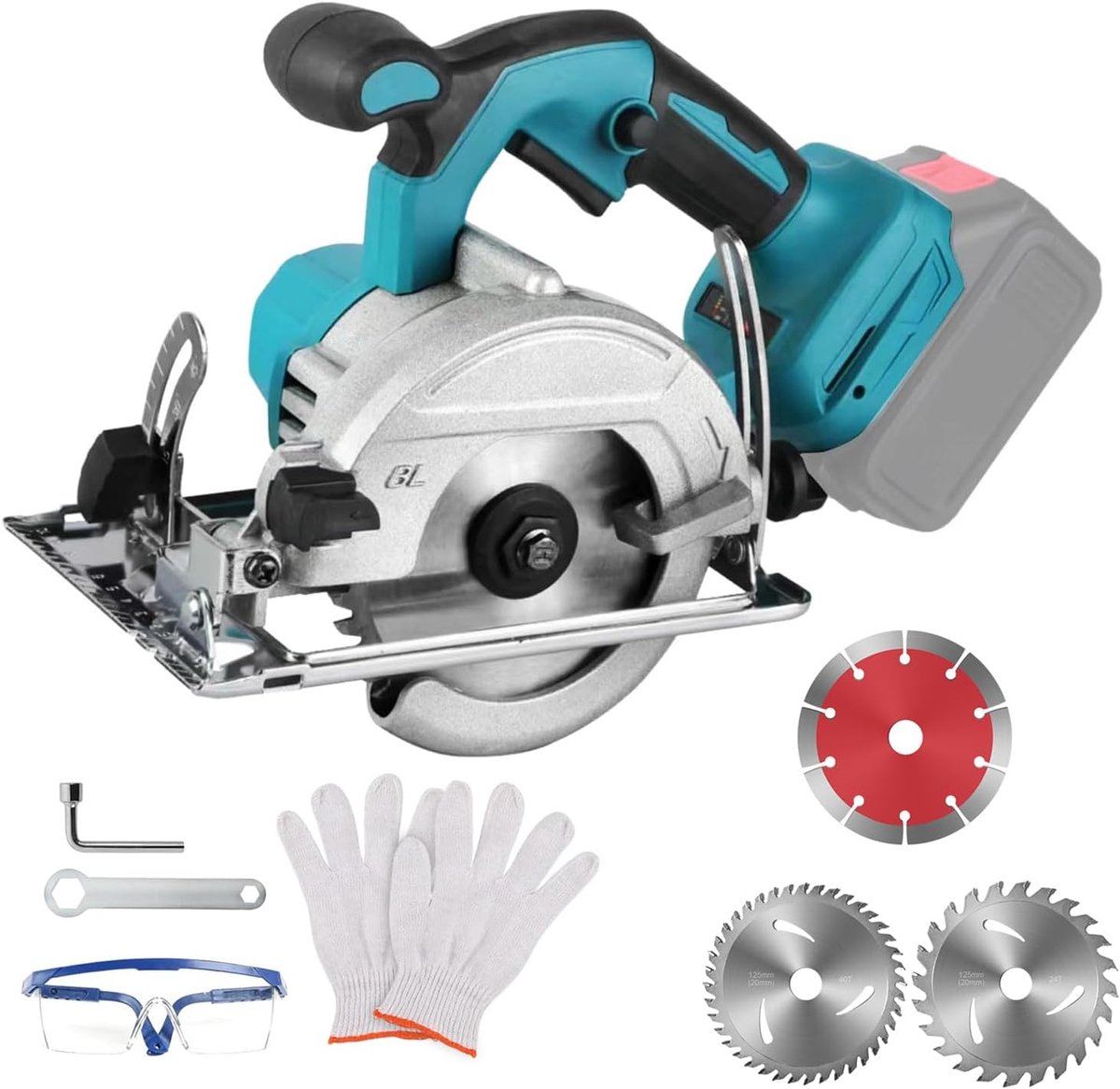 Mini cirkelzaag 5 inch - Brushless handcirkelzaag - Compatibel met Makita 18 V accu - ShopVlot