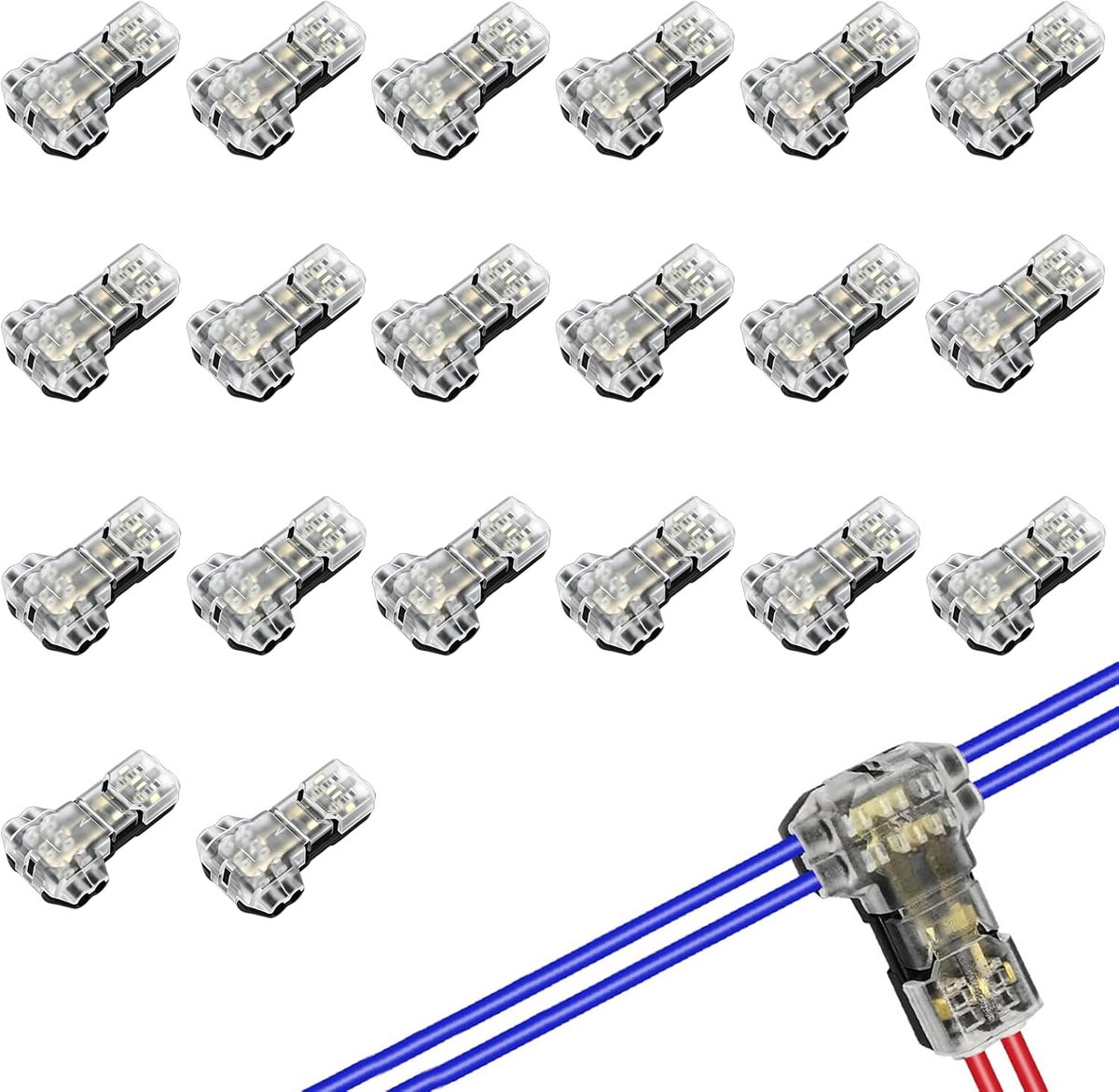 T-kabelverbinders 20 stuks - waterdicht - 12 V/24 V - snelkoppeling zonder strippen - ShopVlot