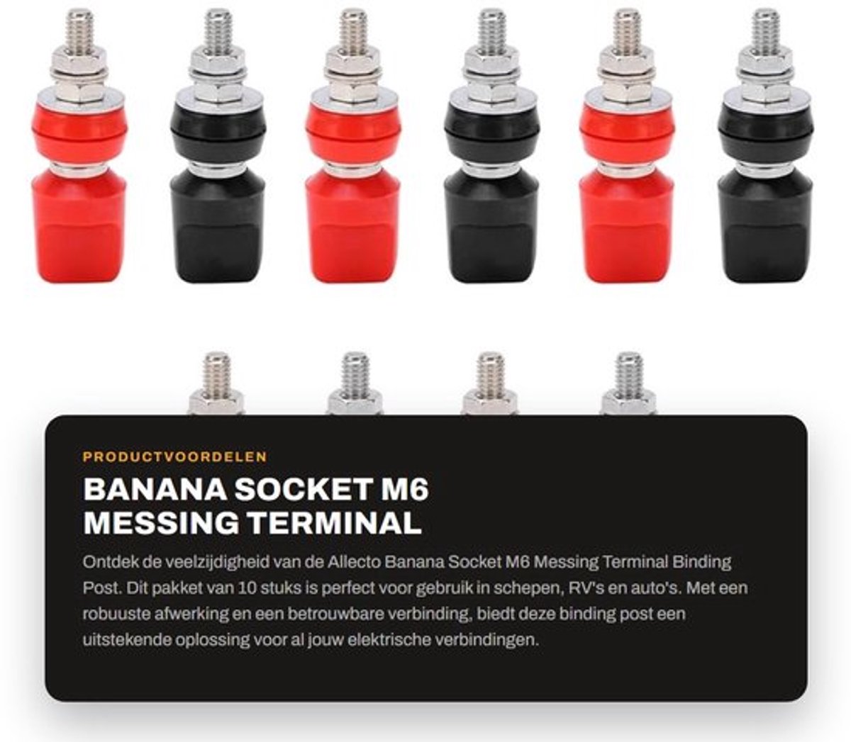 Banana Socket M6 - Messing Terminal Binding Post - 10Pcs - 4mm Jack - Ideaal voor Schepen en Auto's - Perfecte Verbinding