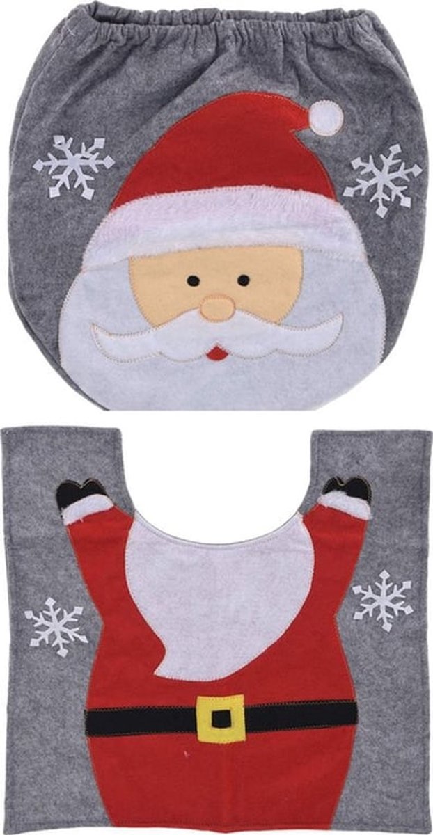 Stoelbekleding 2-delige set - Toiletstoelhoes - Tapijt - Kerstdesign - Grappige decoratie - Vilt 100% polyester - Toiletdecoratie