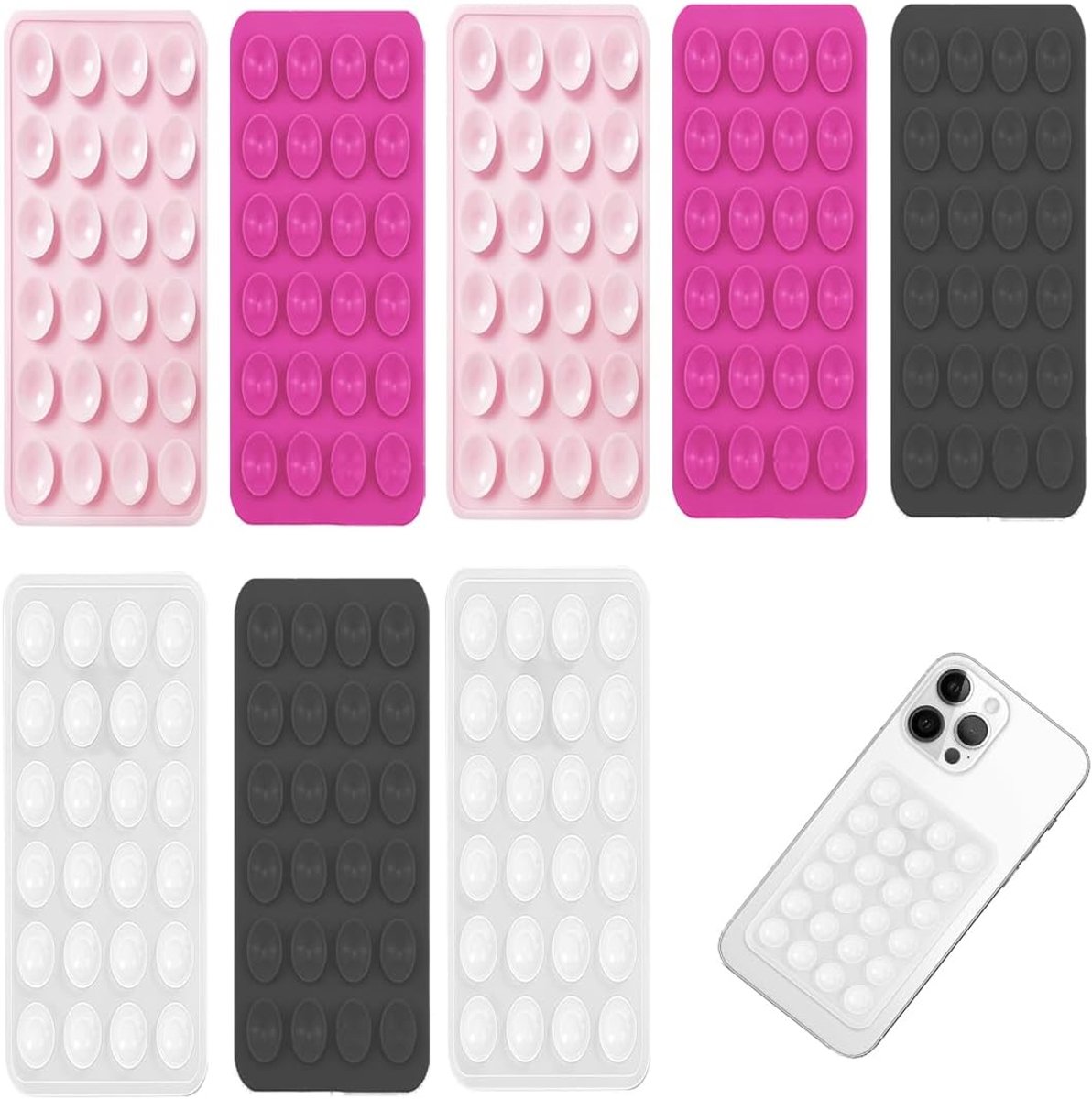 Mobiele zuignapstand - 8-delige set - silicone - ideaal voor selfies en video's - ShopVlot