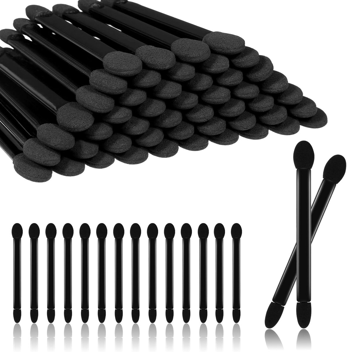 Oogschaduwkwasten 50 stuks - 9 cm spons - dubbelzijdig herbruikbare make-up tools - ideaal voor onderweg - ShopVlot