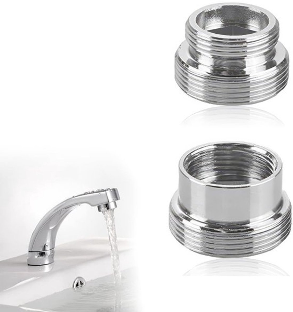 2 Stuks Kraanadapters 16 mm naar 22 mm en 22 mm naar 16 mm